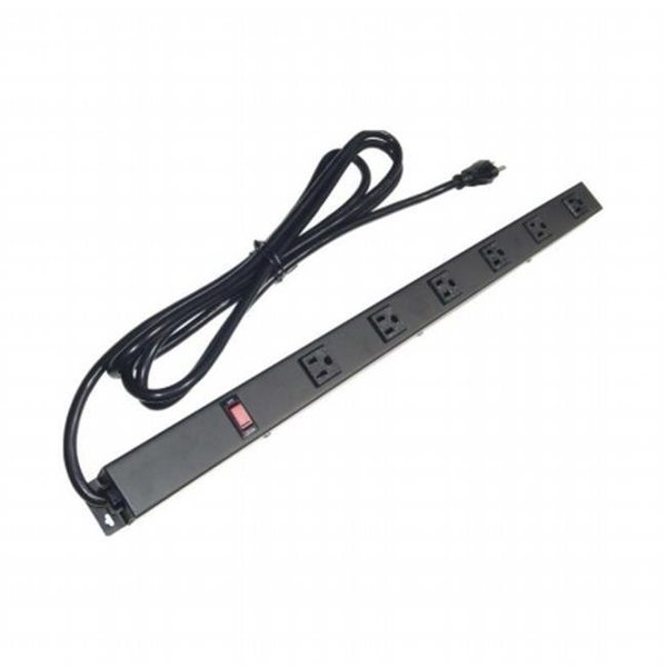 E-Dustry Inc e-dustry EPS-20610V1 6 Outlet Metal Power Strip; Black - 24 in. EPS-20610V1